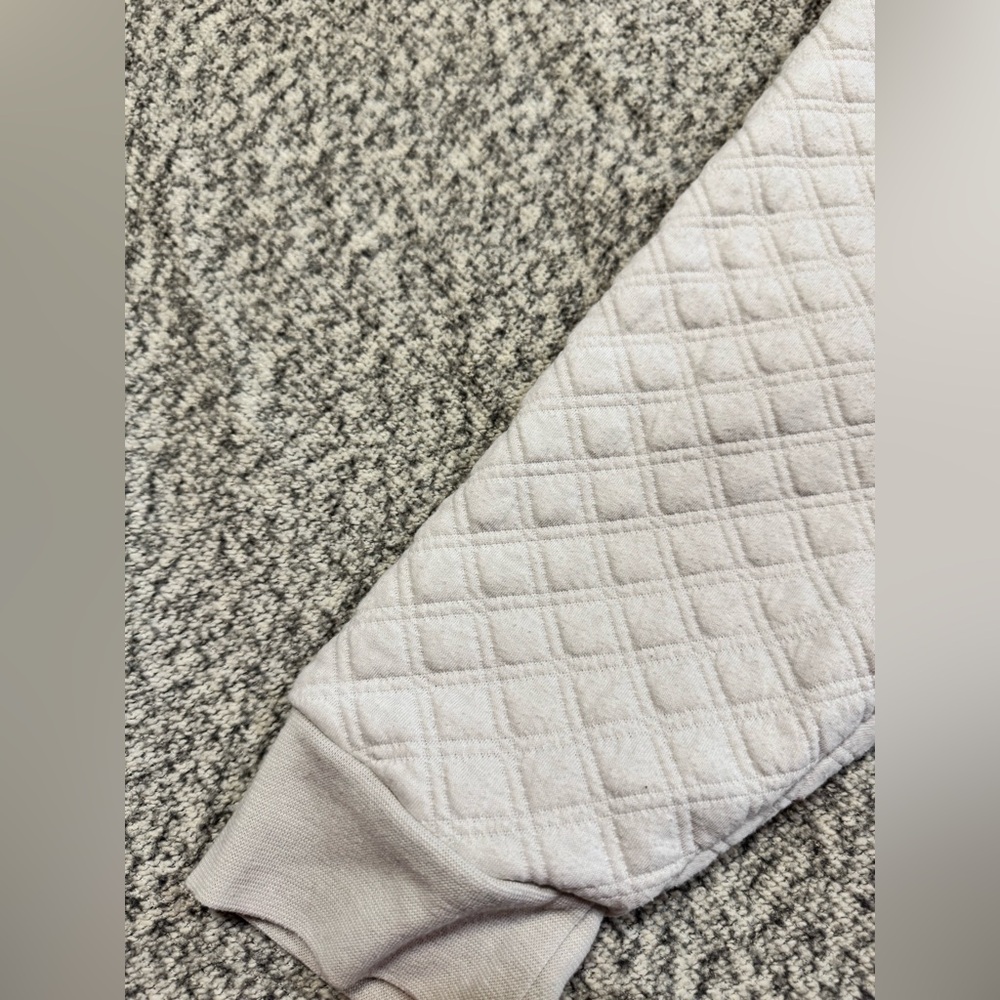 Madewell Quilted Sleeve Hoodie Sweatshirt Ivory/Gray Size Large Style #NB523 - Picture 6 of 9